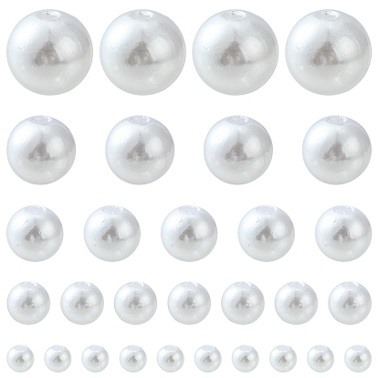 5 Style ABS Plastic Imitation Pearl Beads, Round