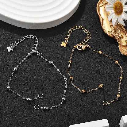 2 шт. 2 цвета 304 изготовление браслета из круглой проволоки из нержавеющей стали, с 304 карабинами из нержавеющей стали и цепочкой с крестообразным концом