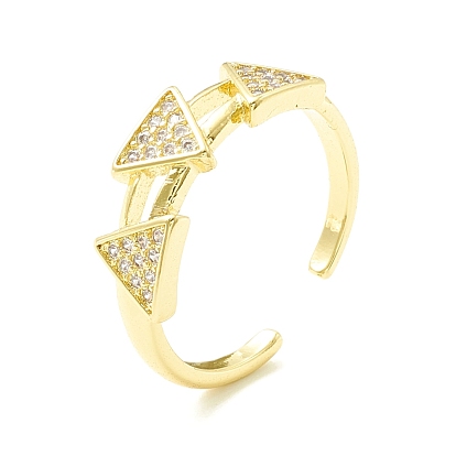 Clear Cubic Zirconia Triangle Open Cuff Ring for Women, Cadmium Free & Lead Free