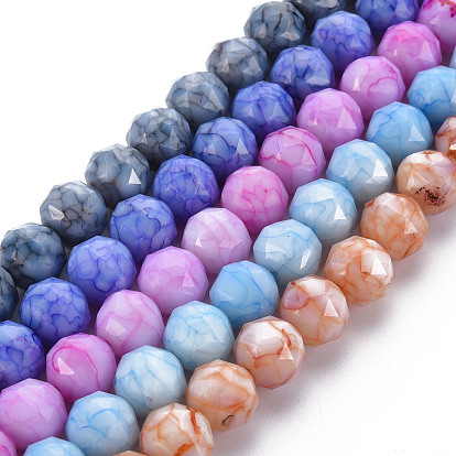 Opaque Baking Painted Glass Beads Strands, Imitation Stones, Faceted, Round