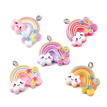 Подвески из смолы, радуга с облачными подвесками, с платиново-железными петлями