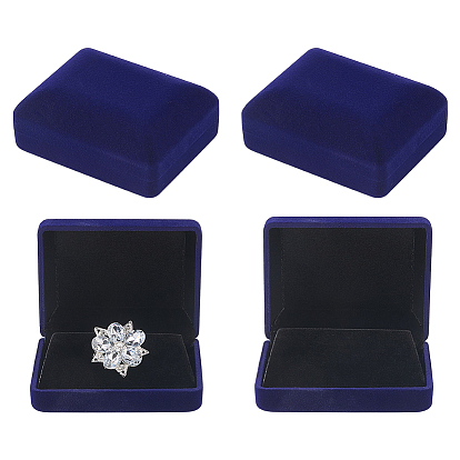 Boîtes à bijoux floquées pour badge, rectangle
