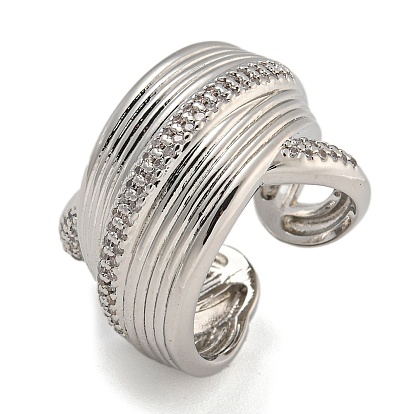 Открытые манжеты из латуни с микро-паве и кубическим цирконием для женщин, долговечный, без свинца и без кадмия