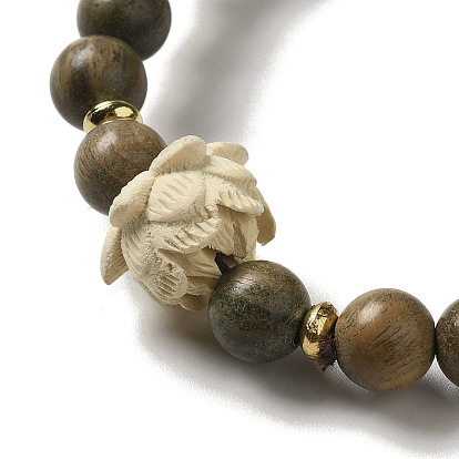 Деревянный шарик браслеты, с бусинами сплава, Буддийские украшения, стрейч браслеты