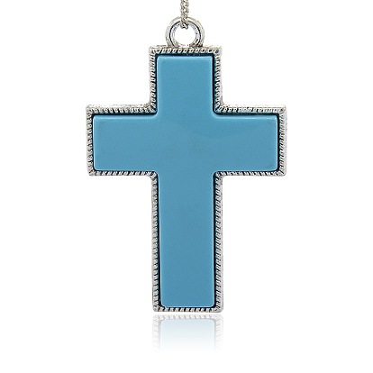 Tibetan Style Alloy Resin Cross Big Big Pendants, Antique Silver, 82x54x8mm, Hole: 5.5mm