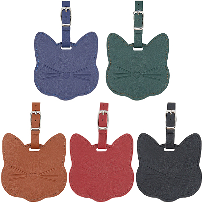 5шт. 5 цвета, бирки для багажа из искусственной кожи, форма кошки