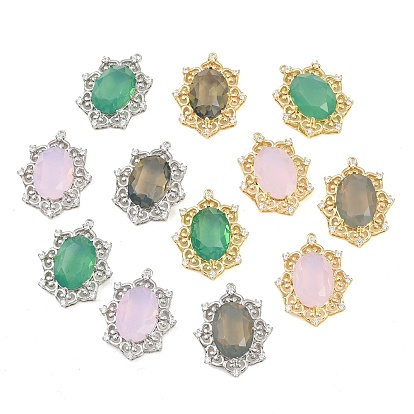 Латунные микропаве прозрачные подвески с фианитом, со стеклом, , долговечный, стойки покрытие