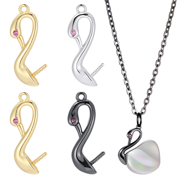 6шт. 3 цвета латунные штифты-скобы, за половину пробурено бисера, лебедь