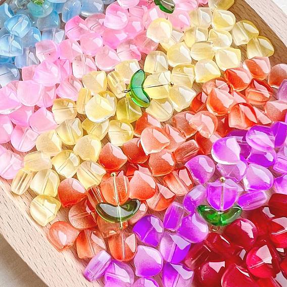 Бусины лэмпворк , тюльпан и лист