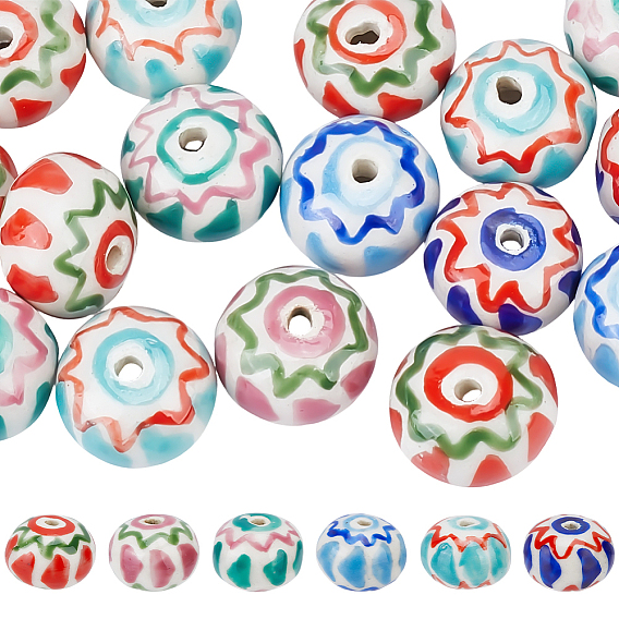 28шт 7 цвета фарфоровые бусины ручной работы, рондель, пастельный фарфор
