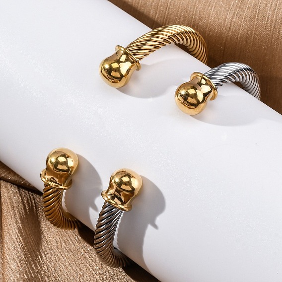 304 из нержавеющей стали манжеты браслеты, браслеты с крутящим моментом для женщин, ионное покрытие (ip)