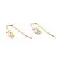 Brass Micro Pave Clear Cubic Zirconia Earring Hooks, with Horizontal Loops, Flat Round, Cadmium Free & Nickel Free & Lead Free