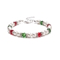 Pulsera de cuentas de cristal y perlas de concha, joyas navideñas para mujer