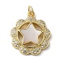 Brass Micro Pave Cubic Zirconia Pendants, Cadmium Free & Lead Free, with Shell, Star