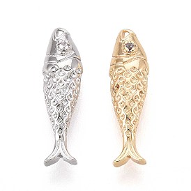 Латунные микро проложить кубического циркония подвески, рыба