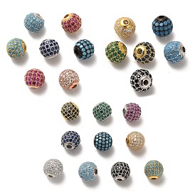 Plaqué rhodium 925 perles en argent sterling micro pavées de zircones cubiques, ronde