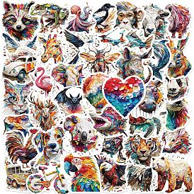 Animal Theme PVC Sticker Labels, Self-adhesive Waterproof Decals, for Suitcase, Skateboard, Refrigerator, Helmet, Mobile Phone Shell