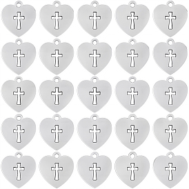 80шт. сердечко из сплава в тибетском стиле с подвесками-крестами, подвески с крестиками в форме сердца