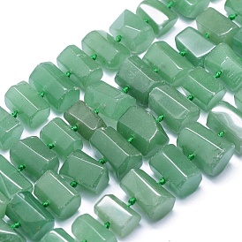 Perles aventurine naturelle brins, prisme hexagonal