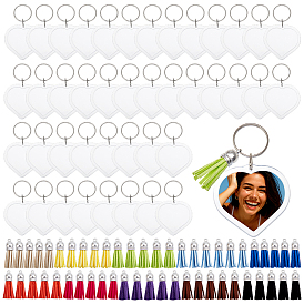 Набор для изготовления брелка своими руками, включая брелок с фоторамкой в форме сердца из акрила, Искусственные замши кисточкой подвесные украшения