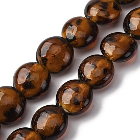 Ручной золотой песок бусины бисер нитей, плоский круглый с леопардовым рисунком