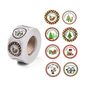 8 узоры рождественские круглые самоклеящиеся бумажные наклейки в горошек рулон, рождественские наклейки для вечеринки, декоративные подарки