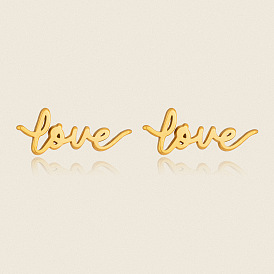 304 boucles d'oreilles en acier inoxydable pour femmes, mot d'amour