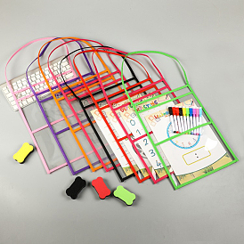 ПЭТ пластиковый детский подарок многоразовая сумка для документов для сухой салфетки, написание сухих карманов для стирания, прозрачный, швейная машина для бумажных документов, с ручкой