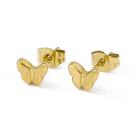 Vacuum Plating 304 Stainless Steel Tiny Butterfly Stud Earrings for Women