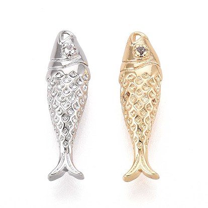 Латунные микро проложить кубического циркония подвески, рыба