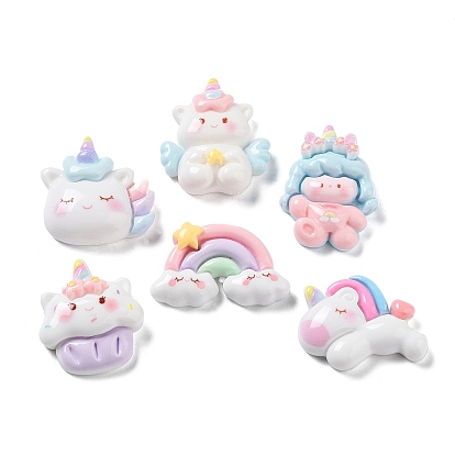 Непрозрачные кабошоны из смолы, единорог