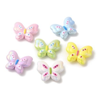Opaque Acrylic Beads, Hand Drawn Beads, Enamel Butterfly