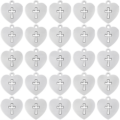 80шт. сердечко из сплава в тибетском стиле с подвесками-крестами, подвески с крестиками в форме сердца