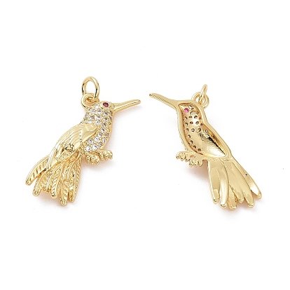 Micro cuivres ouvrent pendentifs zircone cubique, charme d'oiseau, avec anneau de saut