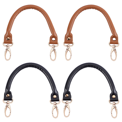 4 pcs 2 couleurs poignée de sac en cuir pu, avec fermoirs pivotants en alliage de zinc or clair, pour les accessoires de remplacement de sac, pérou & noir