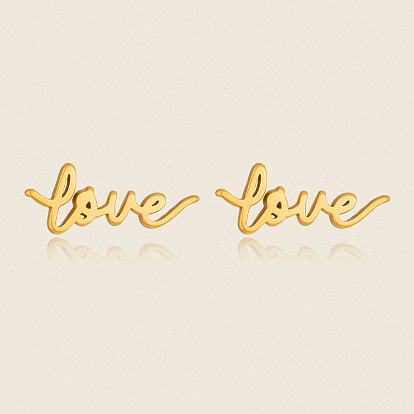 304 aretes de acero inoxidable para mujer, la palabra amor