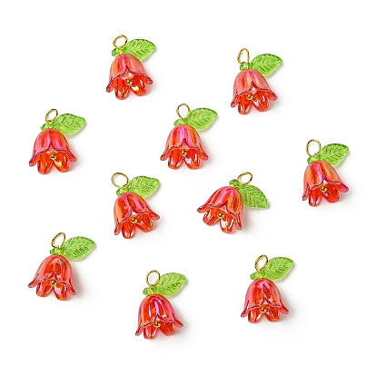 Прозрачные акриловые подвески, с латунной фурнитурой , цветок