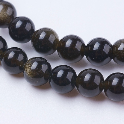Natural Obsidian Beads Strands, Round