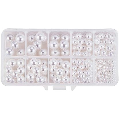 Perles en imitation plastique, demi-percés perles, ronde