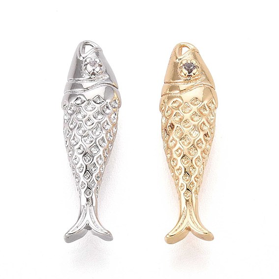 Латунные микро проложить кубического циркония подвески, рыба