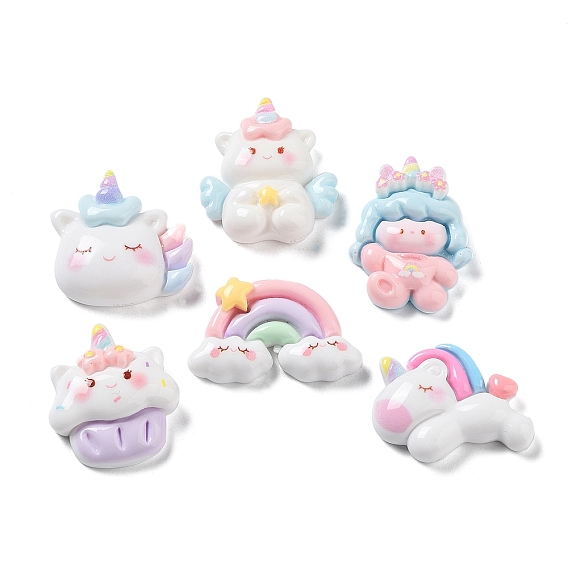 Непрозрачные кабошоны из смолы, единорог