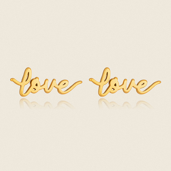 304 aretes de acero inoxidable para mujer, la palabra amor