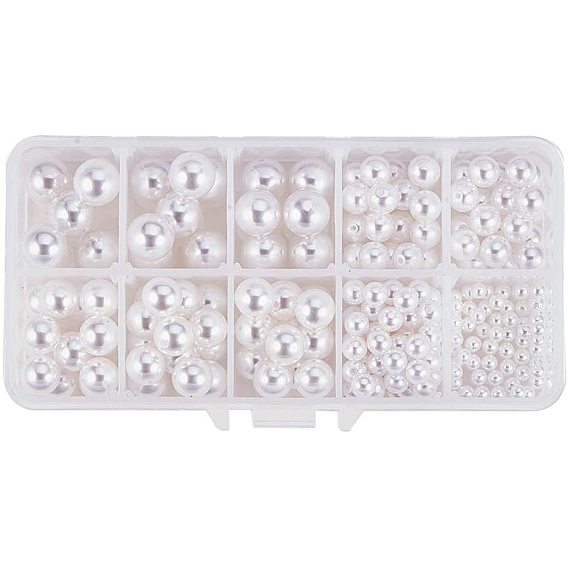 Perles en imitation plastique, demi-percés perles, ronde