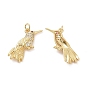 Brass Micro Pave Cubic Zirconia Pendants, Bird Charm, with Jump Ring