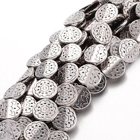 Alliage de style tibétain plats brins de perles rondes, sans cadmium et sans nickel et sans plomb, 11x3mm, Trou: 1mm, Environ 18 pcs/chapelet, 7.8 pouce