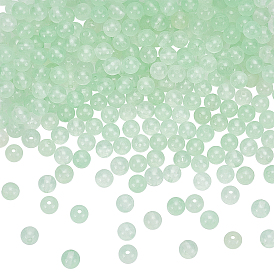 300Pcs Natural White Jade Beads, Round, Dyed