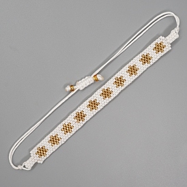Adjustable Star of David Braided Bead Bracelets, Glass Seed Beads Bracelets, Nylon Cord Bracelets