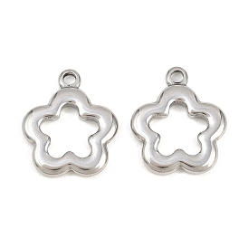 Полые 304 из нержавеющей стали кулоны, цветочный шарм