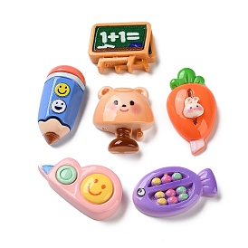 Школьные принадлежности, непрозрачные смоляные кабошоны, разнообразные