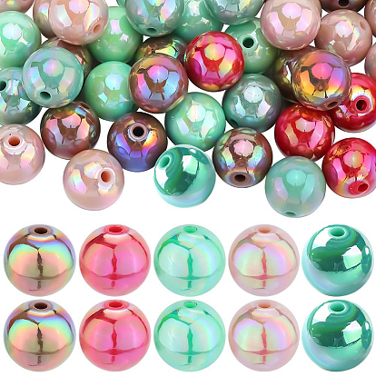 Opaque Acrylic Beads, AB Color Plated, Round